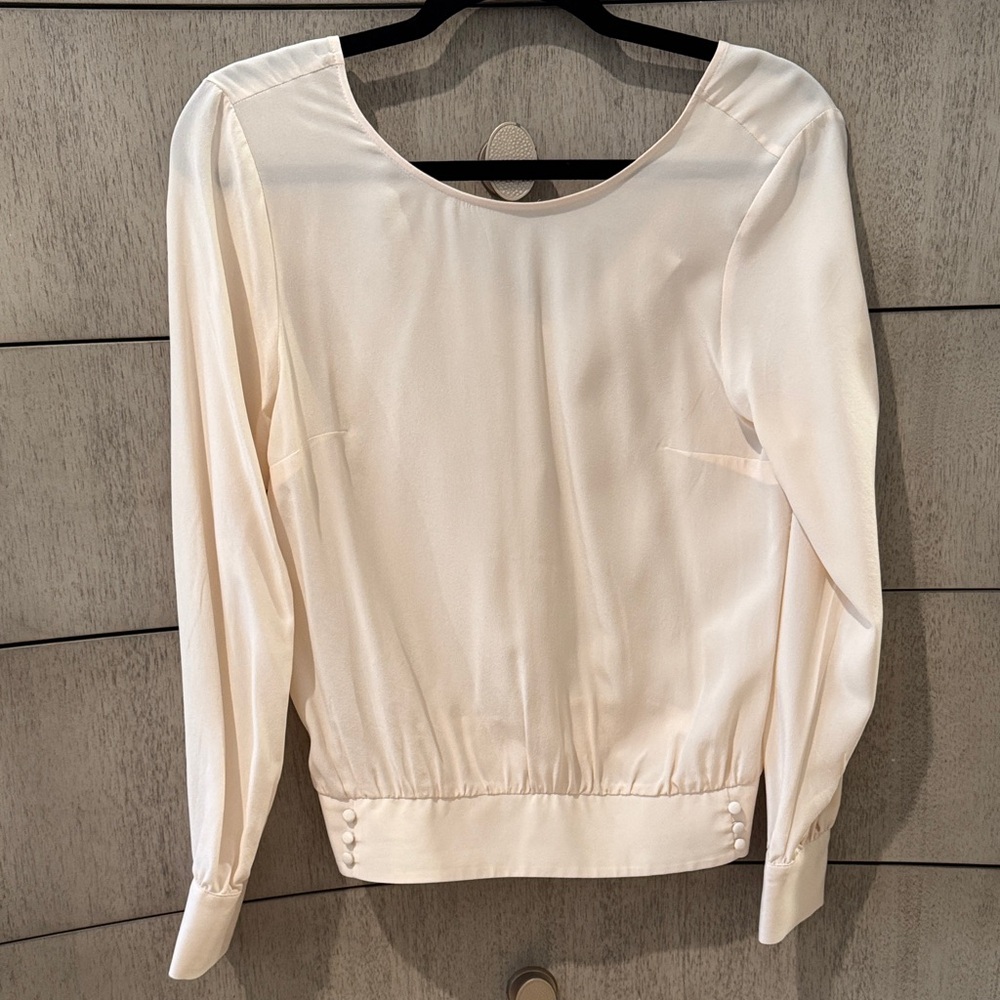 Women's Cream Long-Sleeve Blouse with Button Hem